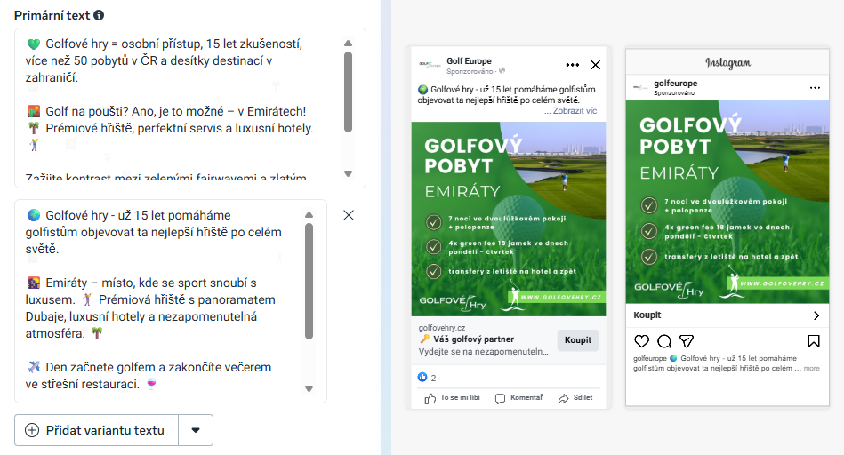 V Reklamním účtu bylo vše nastavené správně